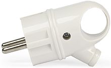 Вилка электрическая с заземлением угловая с кольцом Smartbuy 16А белый картинка 